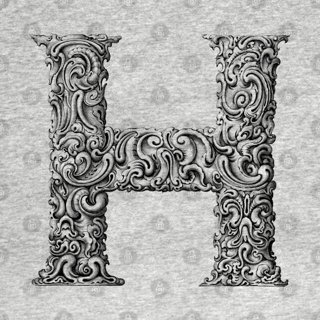 Vintage Initial Letter Lettering Alphabet H by AltrusianGrace